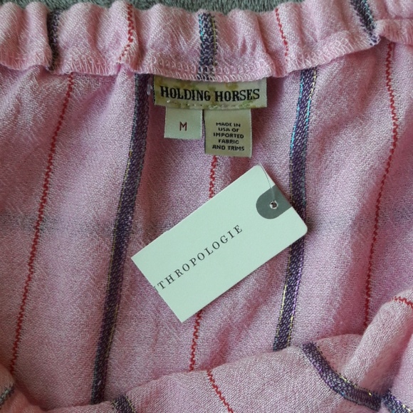 Anthro Holding Horses Pink Tie Striped Skirt - Picture 3 of 6